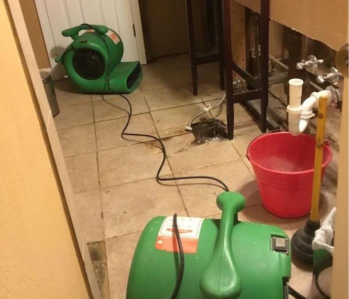 Drying equipment on a tile floor